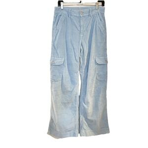 American Eagle Corduroy Super High Rise Baggy Wide Leg Women's Sz 4 Light Blue